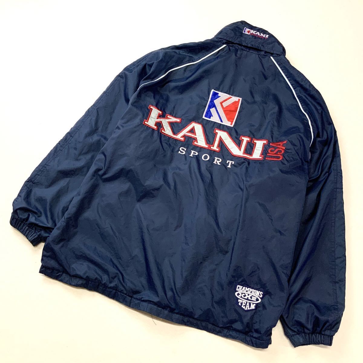 90‘s Karl Kani カールカナイ ビッグ刺繍 ナイロンジャケット メンズ XL相当 ネイビー コーチジャケット ビンテージ