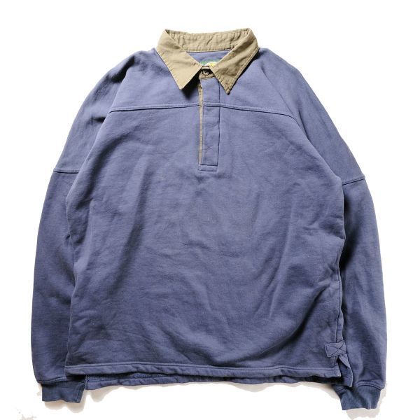 新発売 ポロシャツ (L) 青灰系 キャップショルダー シャツ スウェット