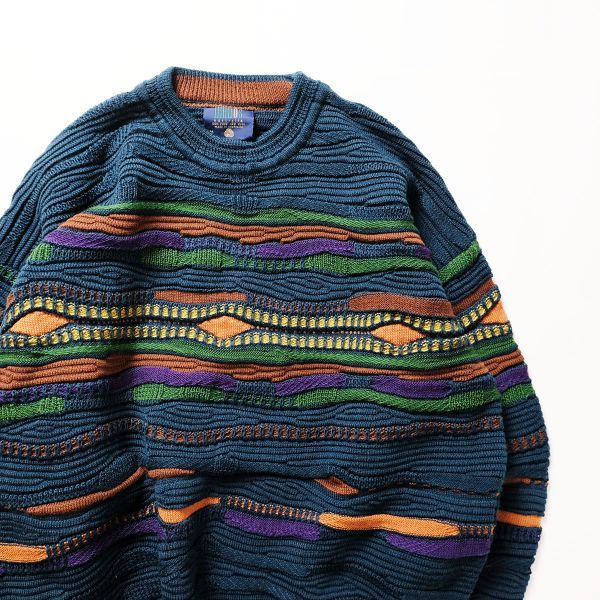 お気に入りの 緑系 (M) セーター ニット ウール 立体編み ３D limnos