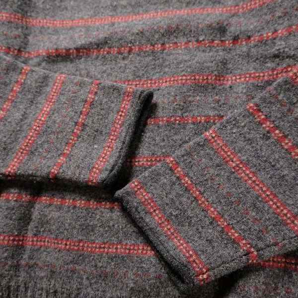 90's 00's Jクルー J.CREW クルーネック ボーダー ウール ニットセーター (Ｍ) グレーベース 90年代 00年代 舊タグ オールド
