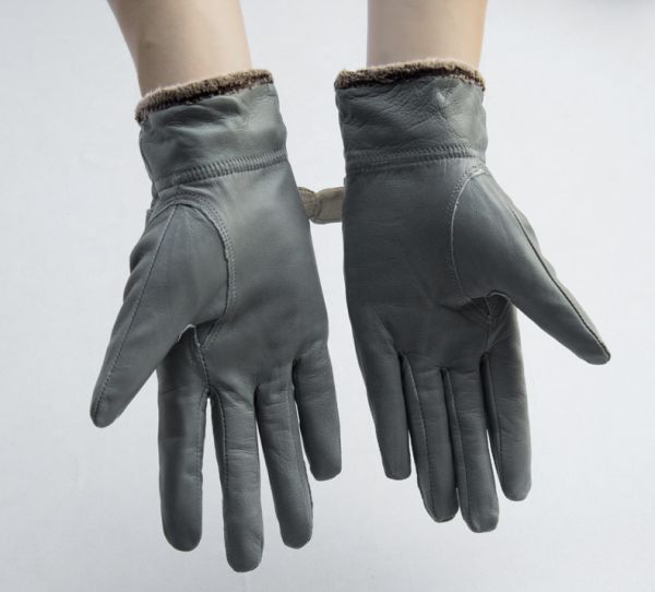  original leather ram leather reverse side boa lady's leather glove leather leather gloves protection against cold leather gloves finger bike high class soft free size * gray 