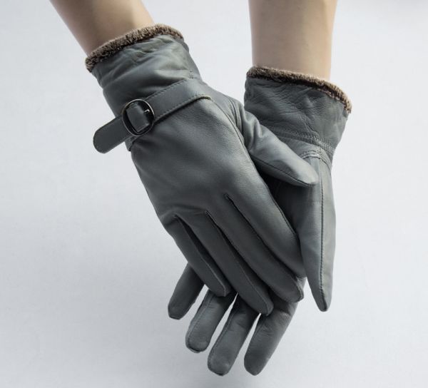  original leather ram leather reverse side boa lady's leather glove leather leather gloves protection against cold leather gloves finger bike high class soft free size * gray 