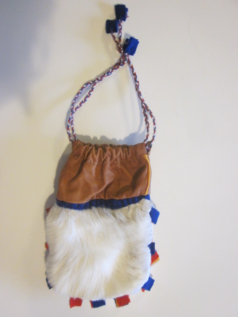  Finland reindeer leather wool leather pouch case small sack small bag inserting thing . equipment ornament 