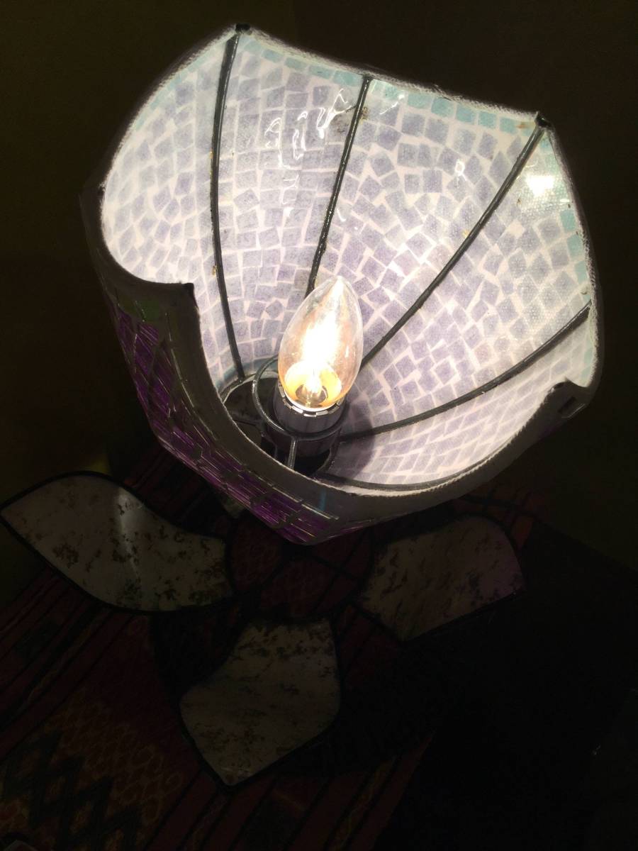 sale エスニック アジアン リゾート モザイクガラス チューリップランプシェード 照明 ライト オブジェ インテリア ラスト一点_画像4