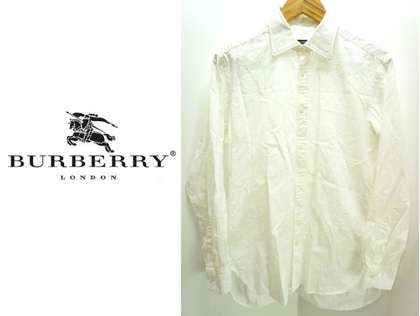 ●バーバリー BURBERRY LONDON 白長袖ホワイトドレスシャツM●BD