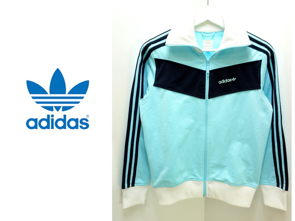 ●アディダス adidas 水色×黒 レディース ジャージL●AJ_画像1