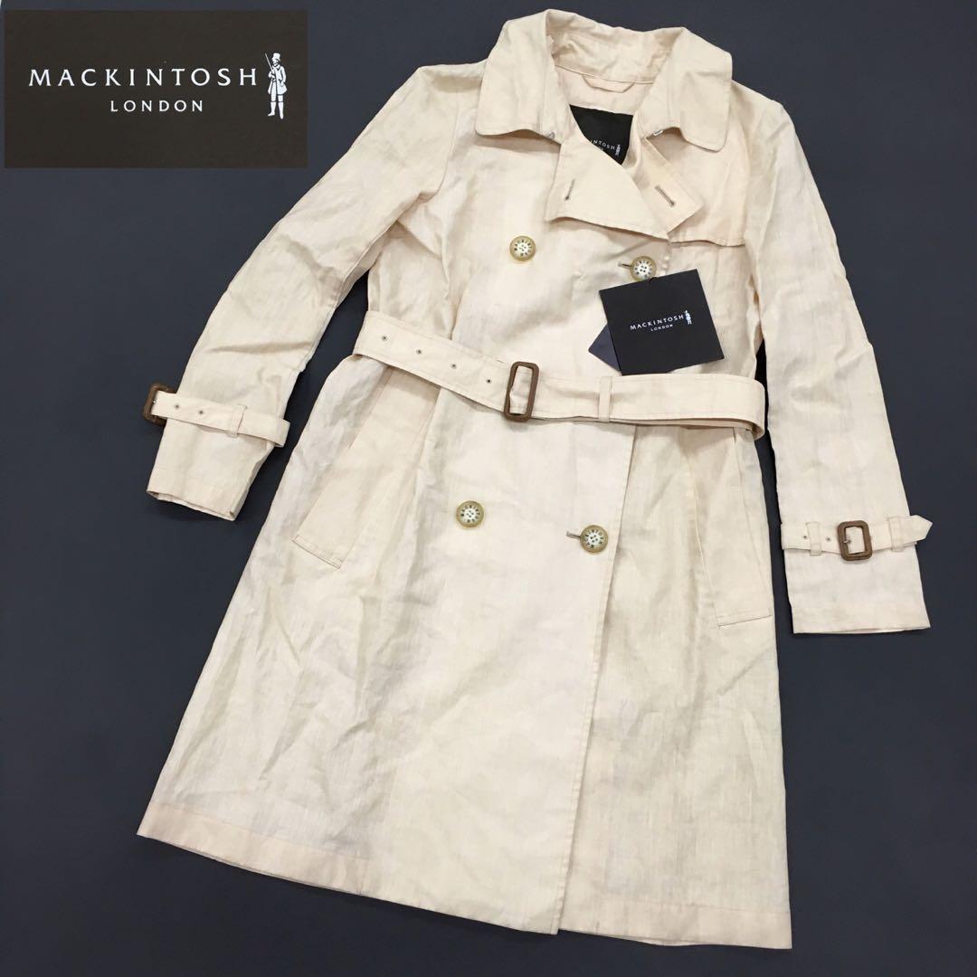 MACKINTOSH LONDON マッキントッシュ ロンドン トレンチコート リネン シリコン系樹脂コーティング レディース 38 三陽商会  タグ付き未使用