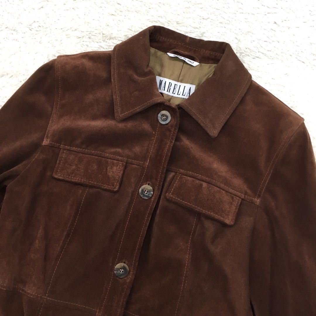MARELLA マレーラ ベルテッド カーフレザーコート 子牛 MARELLA マレーラ ベルテッド カーフレザーコート 子牛
