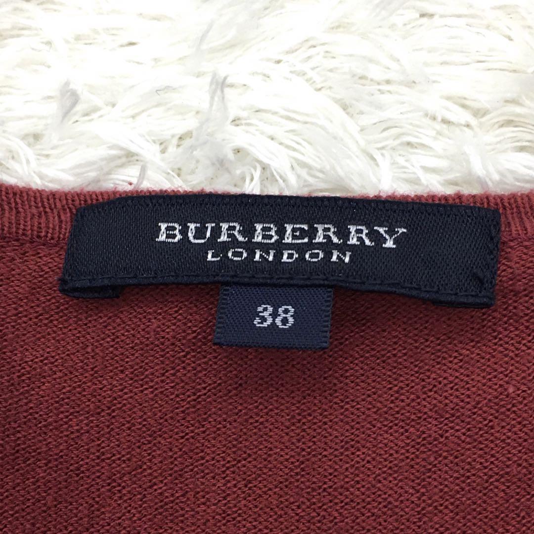 BURBERRY LONDON Burberry London short sleeves cardigan cotton knitted embroidery hose Logo lady's size 38 three . association 