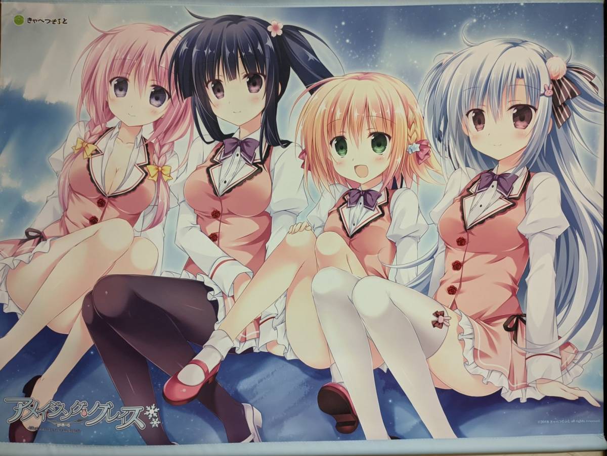今季ブランド アメイジング・グレイス パッケージイラスト柄 Wスエード B2 タペストリー /梱枝りこ きゃべつそふと タペストリー
