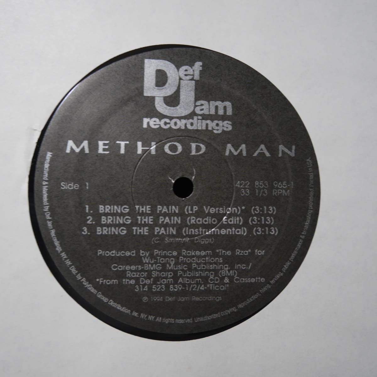 アナログ ● 輸入盤 ～Method Man Bring The Pain レーベル:Def Jam Recordings 422-853 965-1_画像3