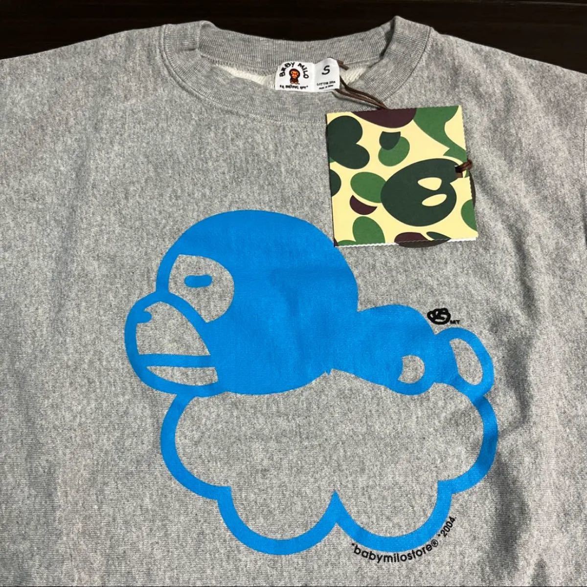 新品タグ付き アベイシングエイプ ベビーマイロ グレー メンズSサイズ A BATHING APE スウェットトレーナー