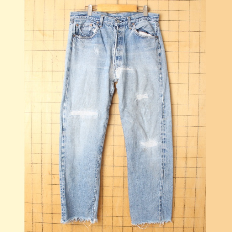 70s USA製 Levis 501 66後期 リーバイス デニムパンツ ジーンズ ブルー W34相当 ボタンフライ アメリカ古着 