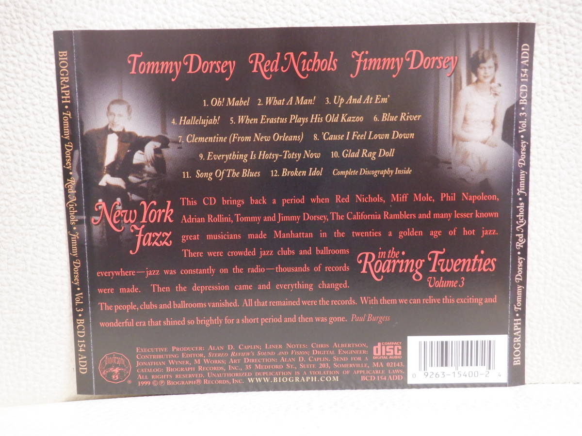 [CD] NEW YORK JAZZ IN THE ROARING TWENTIES VOLUME 3 - TOMMY DORSEY・RED NICHOLS・JIMMY DORSEY_画像2