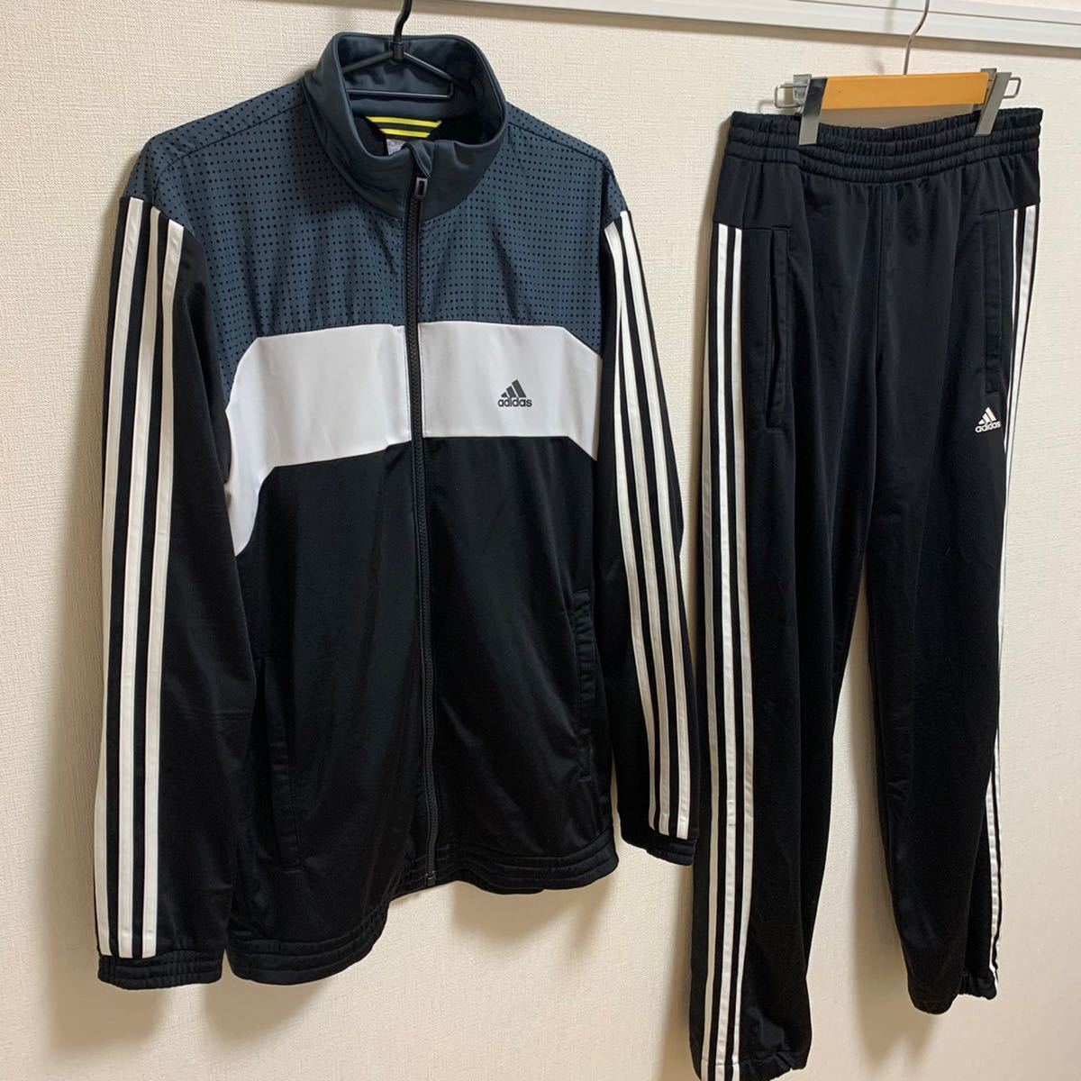 【美品】adidas ジャージ 上下セット アディダス ブラック スポーツウェア トレーニングウェア サッカー フットサル_画像2