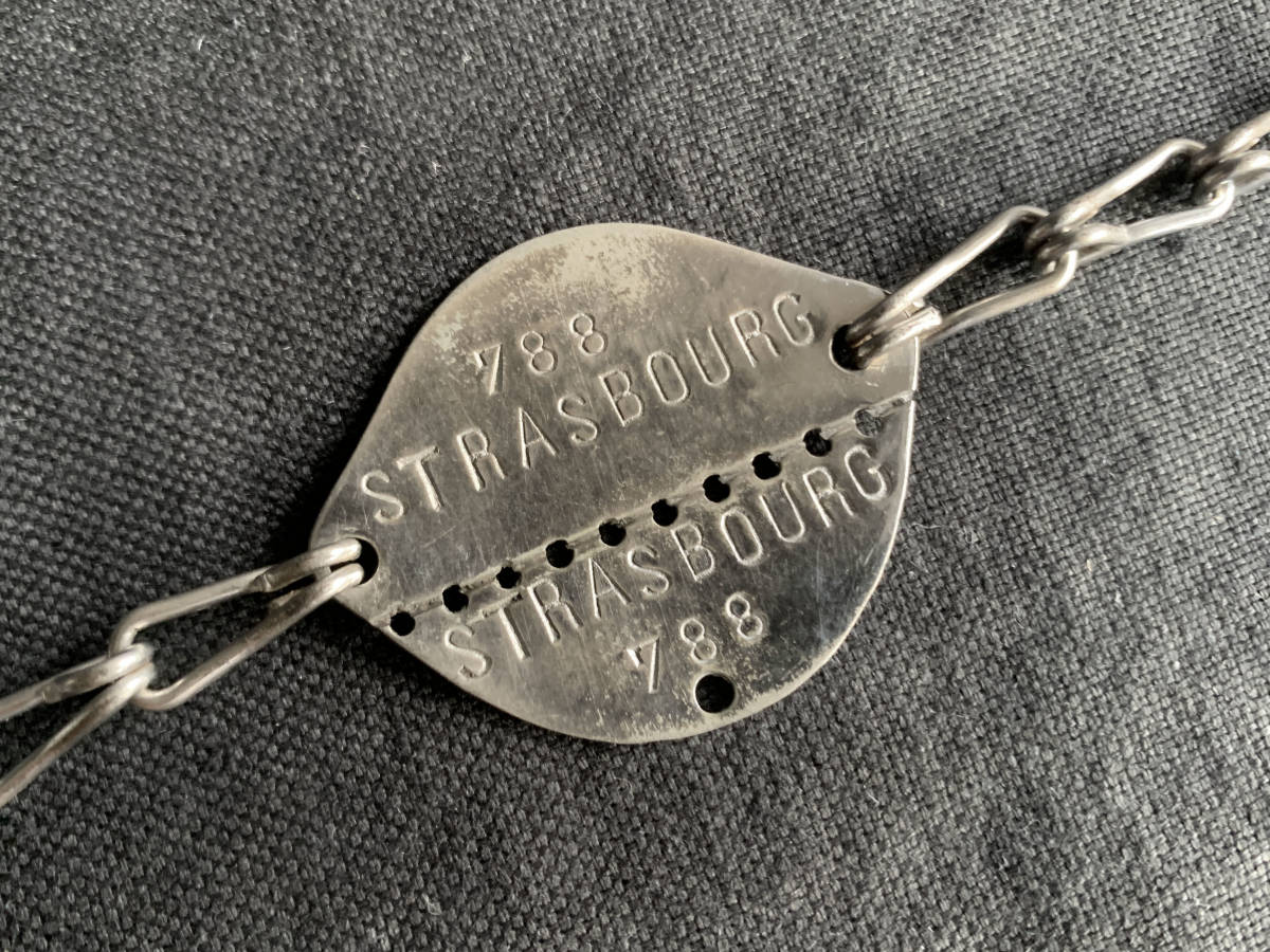フランス軍 1923s ドッグタグ メダイ付き ブレスレット チェーン WW1 WW2 メタル ワーク モールスキン ボタン アンティーク ヴィンテージ