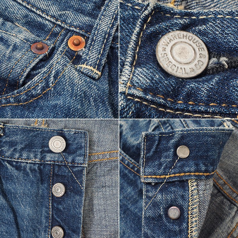 ∀ W31 未使用品 WAREHOUSE 2ND-HAND 1101 USED WASH 淡 デニムパンツ_画像6