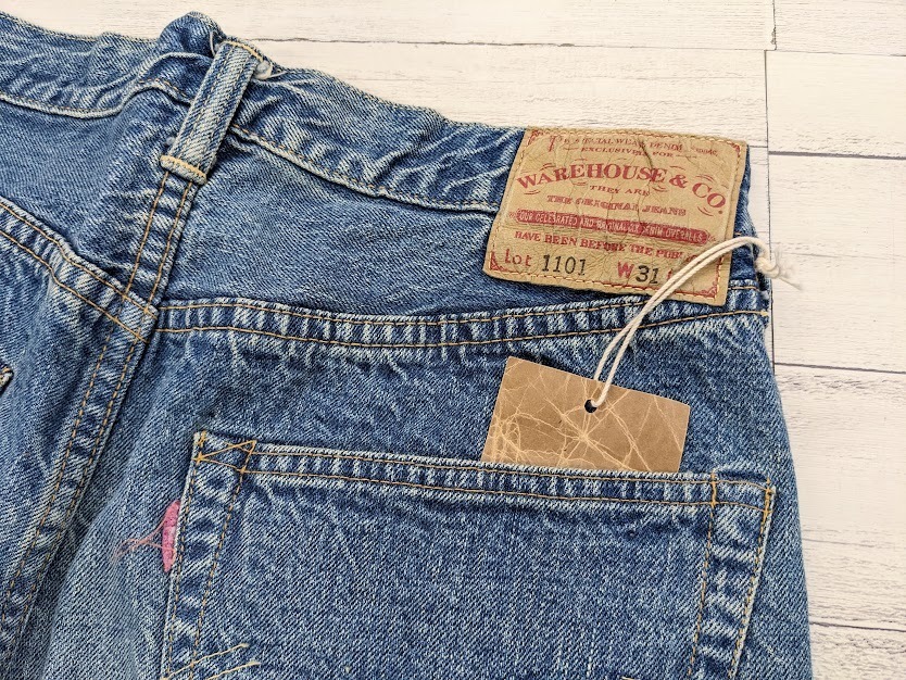 ∀ W31 未使用品 WAREHOUSE 2ND-HAND 1101 USED WASH 淡 デニムパンツ_画像9