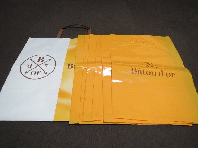 ★新品★Baton d'or バトンドール ビニール 紙袋1枚 ショップ袋5枚 黄色 グリコ 大阪限定_画像1