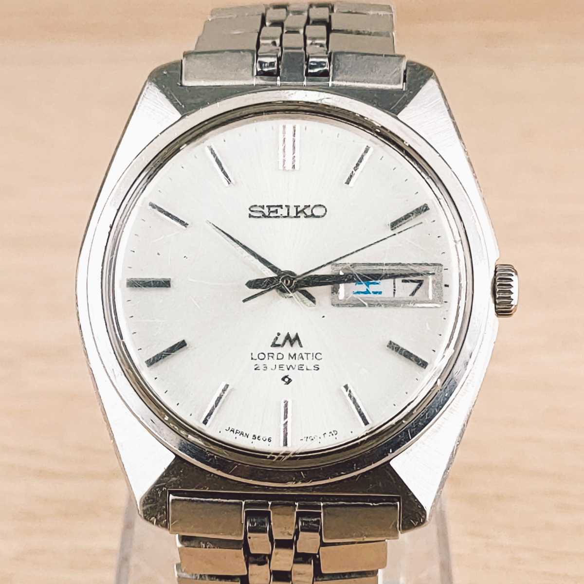 【動作品】SEIKO セイコー ロードマチック デイデイト 23石 自動巻き 腕時計 5606-7000 時計 ヴィンテージ 2針 白文字盤 アンティーク