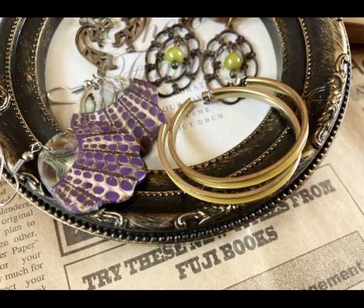 ヴィンテージ ピアス セット まとまて エスニック アクセサリー アンティーク シェル Jewelry ethnic earrings vintage accessory Fの画像3