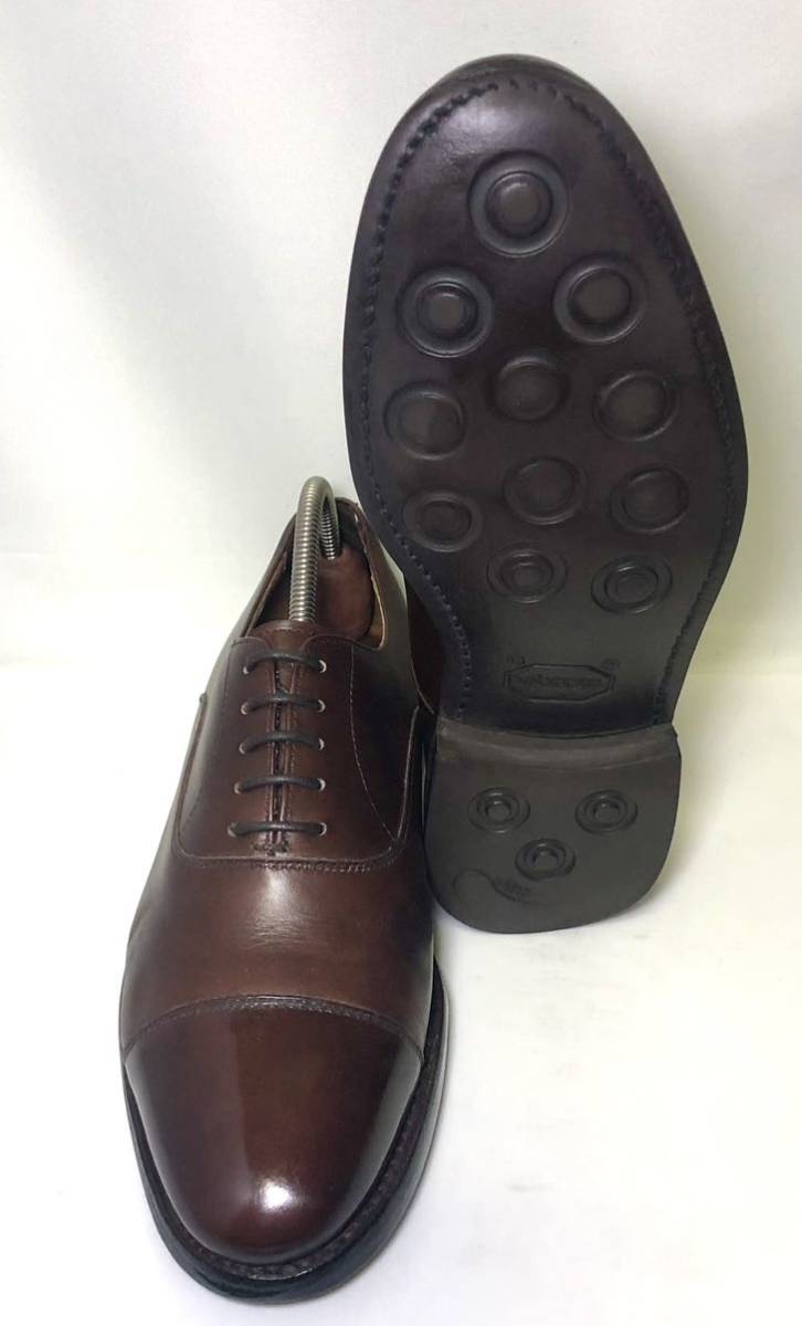 即決 Berwick 1707 バーウィック ドレスシューズ ストレートチップ　ビジネス　ダークブラウン UK4.5 24.0cm 革靴　5224_画像4