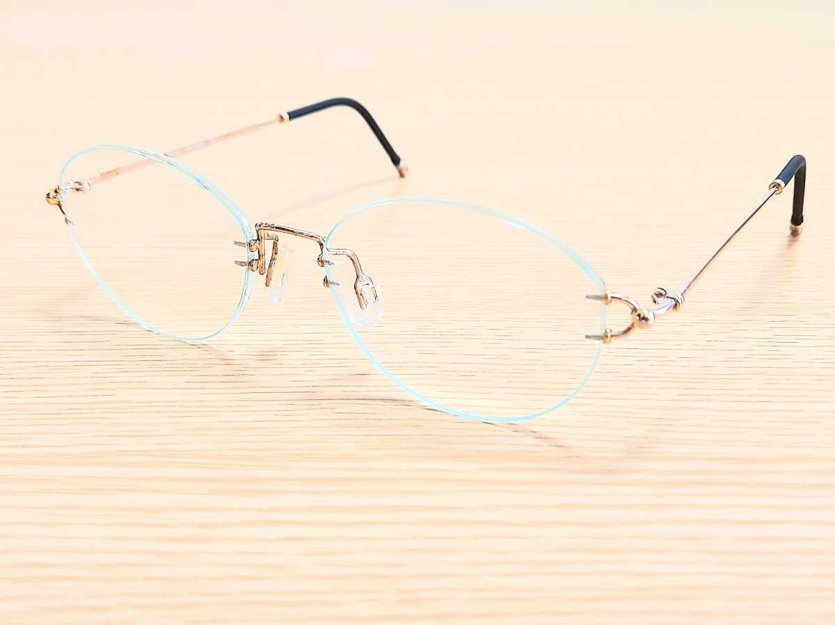 新品　HOYA ホヤ　日本製　メガネ　眼鏡　高級感　オシャレ　上品　ツーポイント　ゴールド