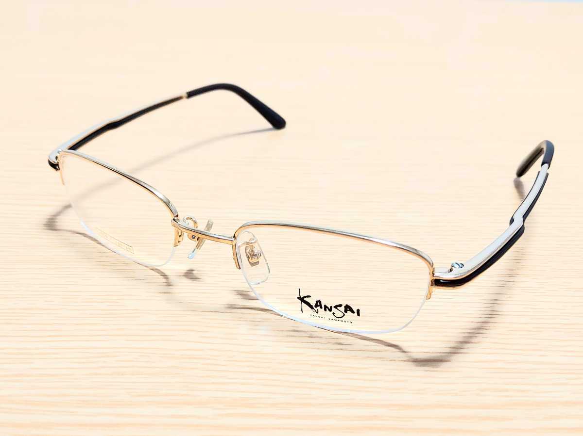 新品 KANSAI YAMAMOTO カンサイヤマモト メガネ 眼鏡 高級感 オシャレ 上品 ハーフリム チタン 軽い ゴールド