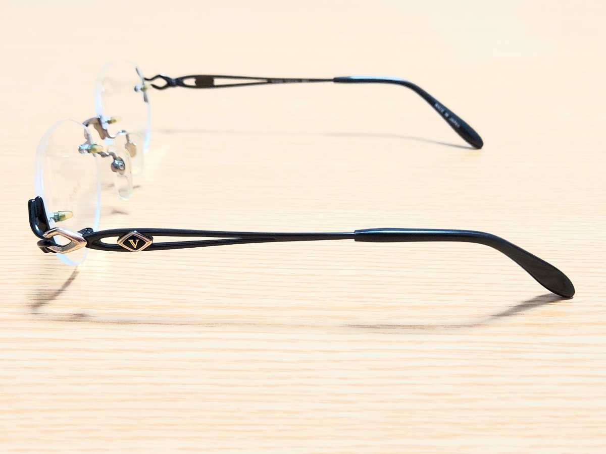 新品　Rudolph Valentino　ルドルフヴァレンチノ　日本製　メガネ　眼鏡　高級感　オシャレ　上品　ツーポイント　チタン　紺色系_画像4