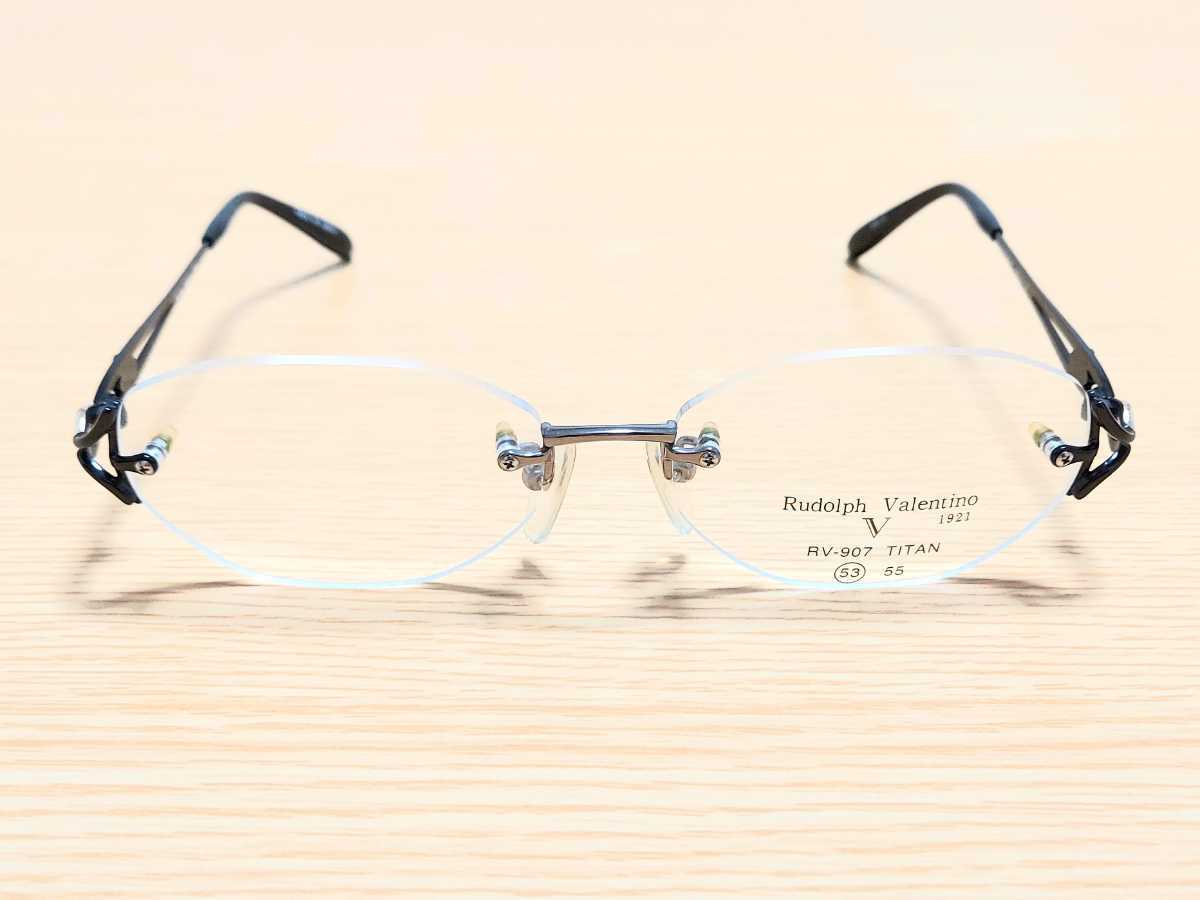 新品　Rudolph Valentino　ルドルフヴァレンチノ　日本製　メガネ　眼鏡　高級感　オシャレ　上品　ツーポイント　チタン　紺色系_画像3