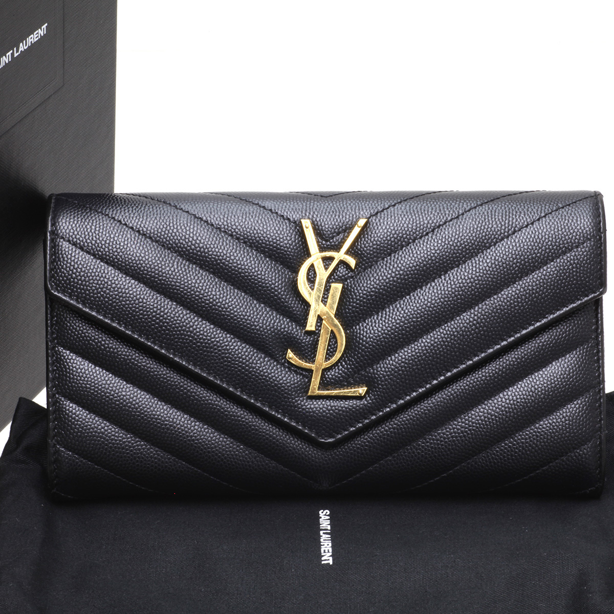 イヴサンローラン Yves Saint Laurent モノグラム フラップウォレット