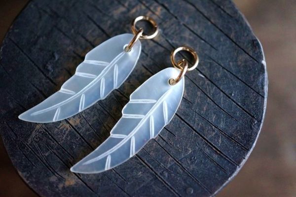 [ hoop for charm ]K14GF506 shell leaf white charm 1 pair / hoop earrings * hoop earrings * earrings * pendant 