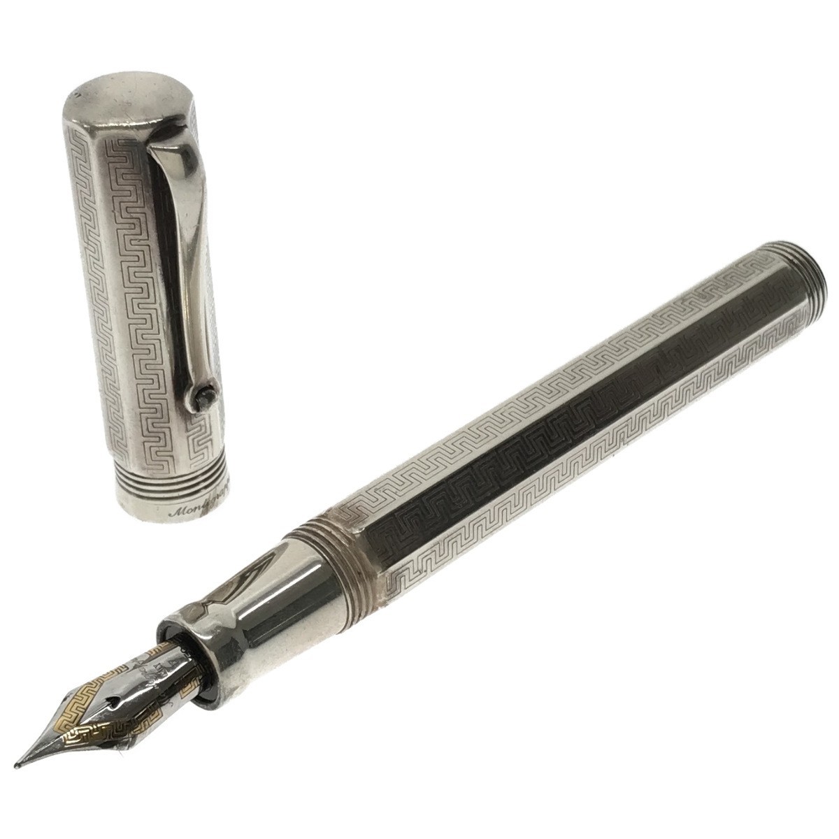 【希少】Montegrappa Sterling 925 モンテグラッパ レミニッセンス 万年筆 スターリングシルバー ペン先 18金 ITALY 750 F 刻印 文具 J780