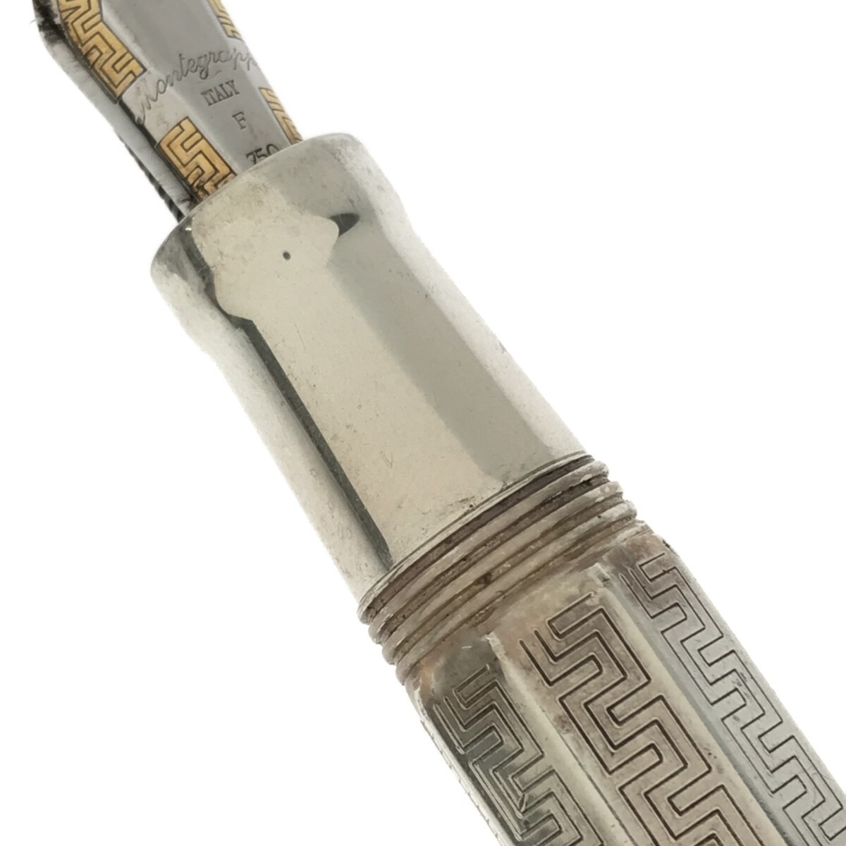 【希少】Montegrappa Sterling 925 モンテグラッパ レミニッセンス 万年筆 スターリングシルバー ペン先 18金 ITALY 750 F 刻印 文具 J780 7