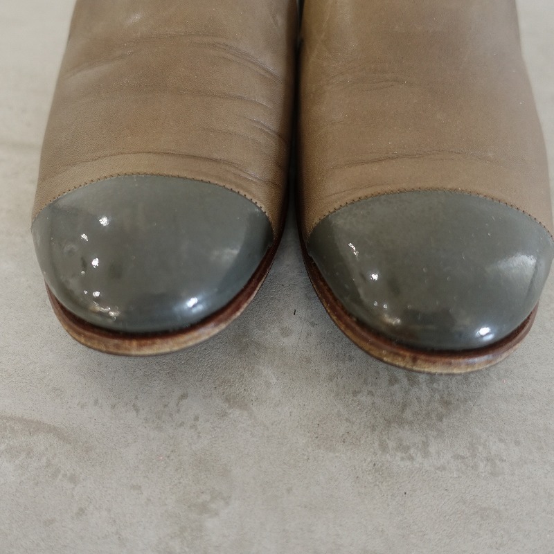 □ショセ Chausser *レザーキャップトゥスリッポン 38/23.5*グレー系