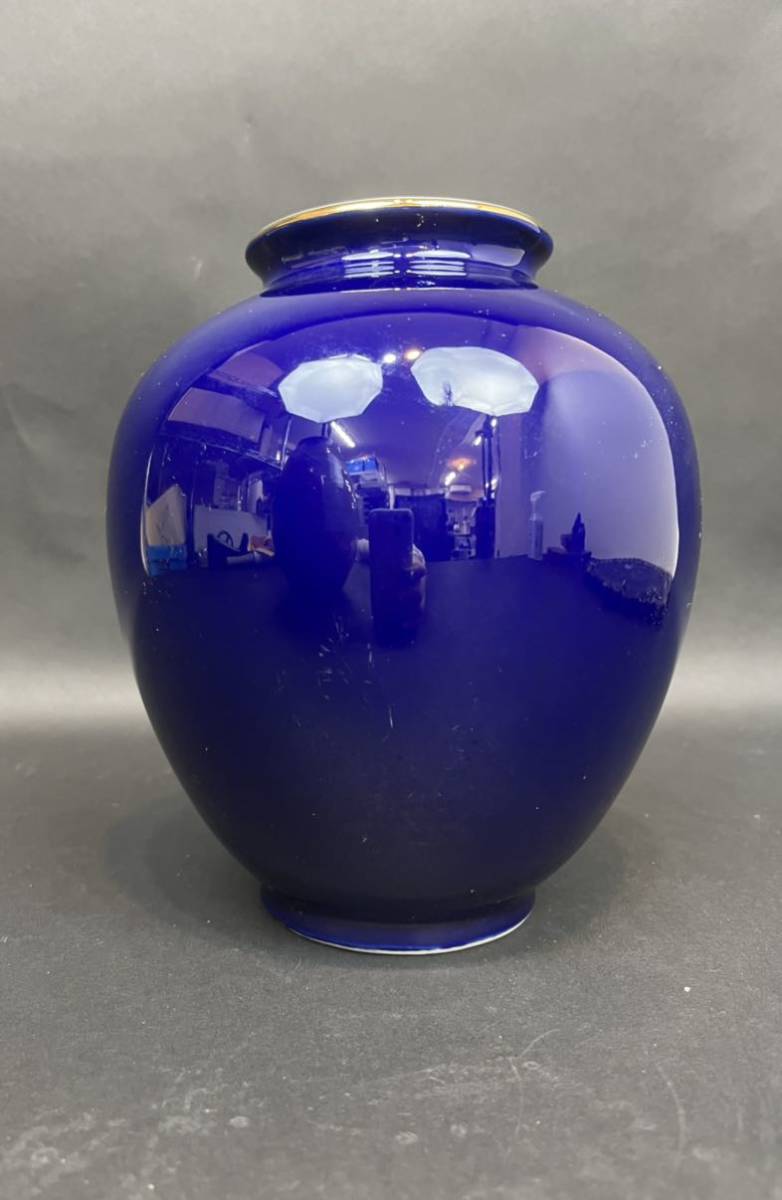 高松窯　コバルトブルー　花瓶　椿　鳳凰　藍色　和柄　陶器_画像3