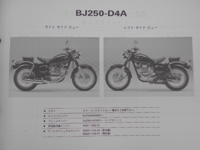 カワサキ　パーツカタログ　ESTRELLA　CUSTOM　BJ250-D1/D2/D3/D4/D4A_画像6