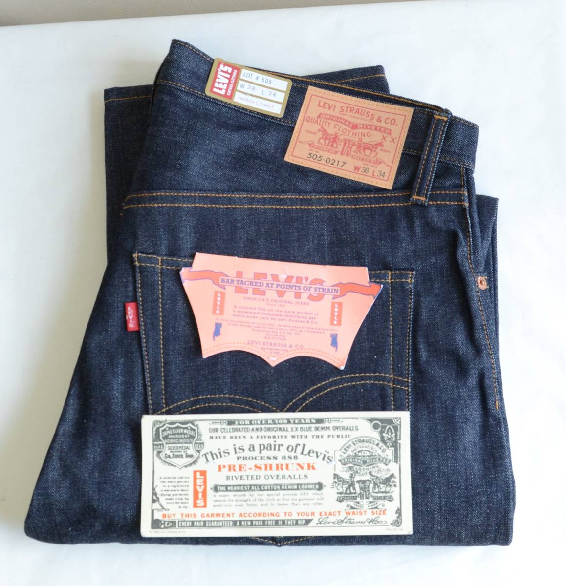 LEVI'S 505 W38 リジッド L34 USA in Made