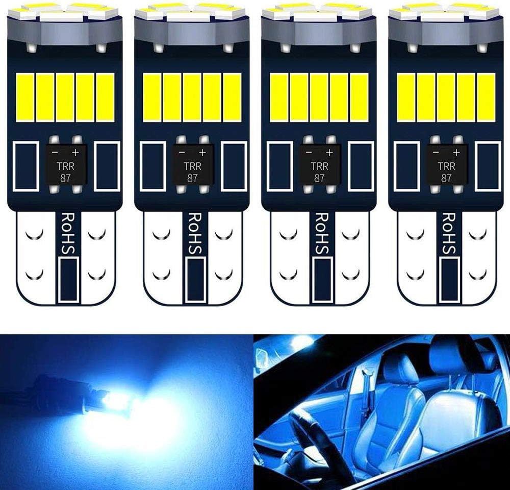 『送料無料』T10 LED ブルー 爆光 4個 ポジションランプ キャンセラー内蔵 5W 15個4014LED素子 車検対応 12V ライト　青　4個　Ge　バルブ