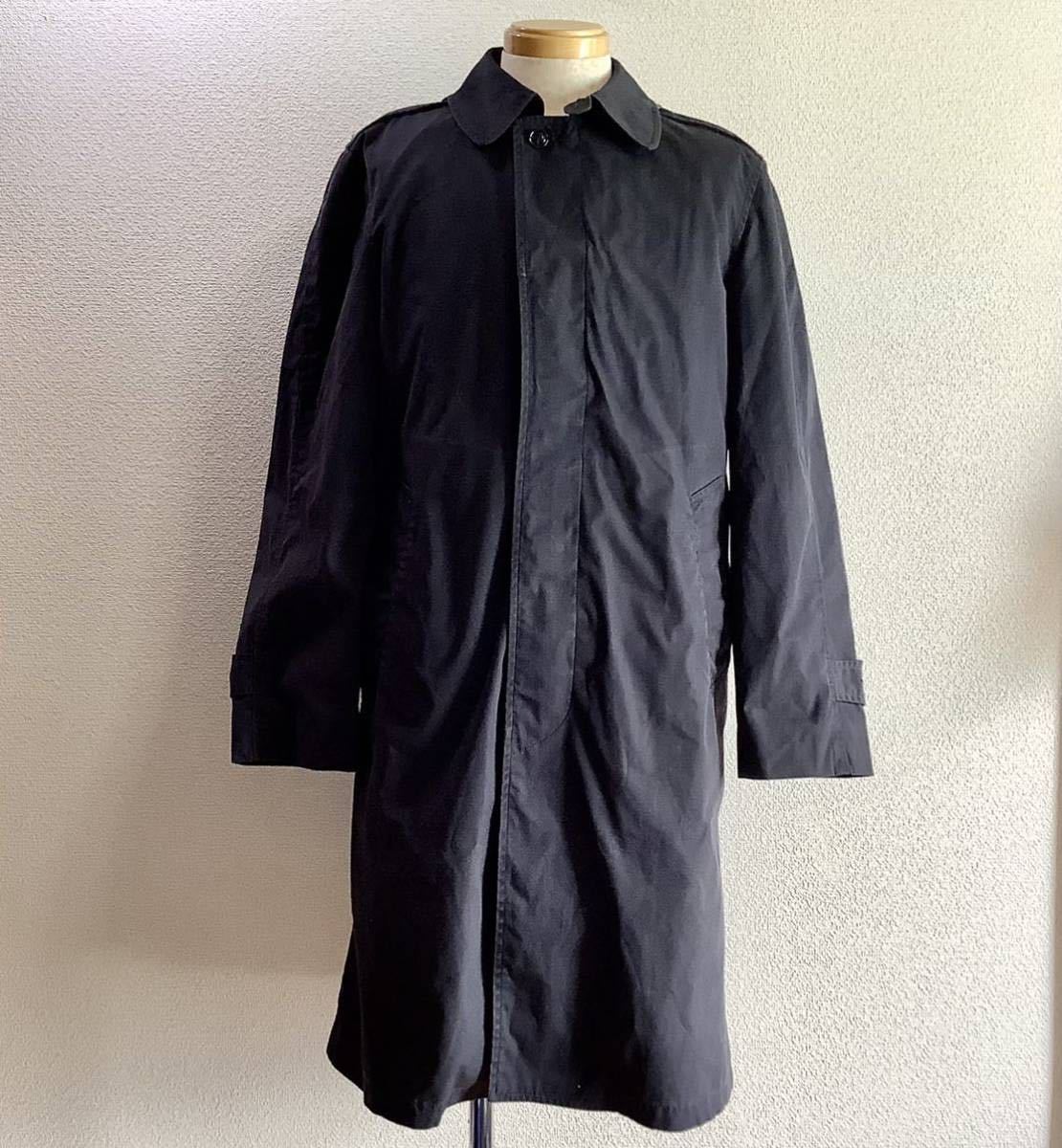 米軍実物 80s U.S.NAVY ALL WEATHER COAT 36R 大き目 実寸L位 ネイビー 紺色 ライナー付 ミリタリーコート ステンカラーコート 1987年 古着_画像1