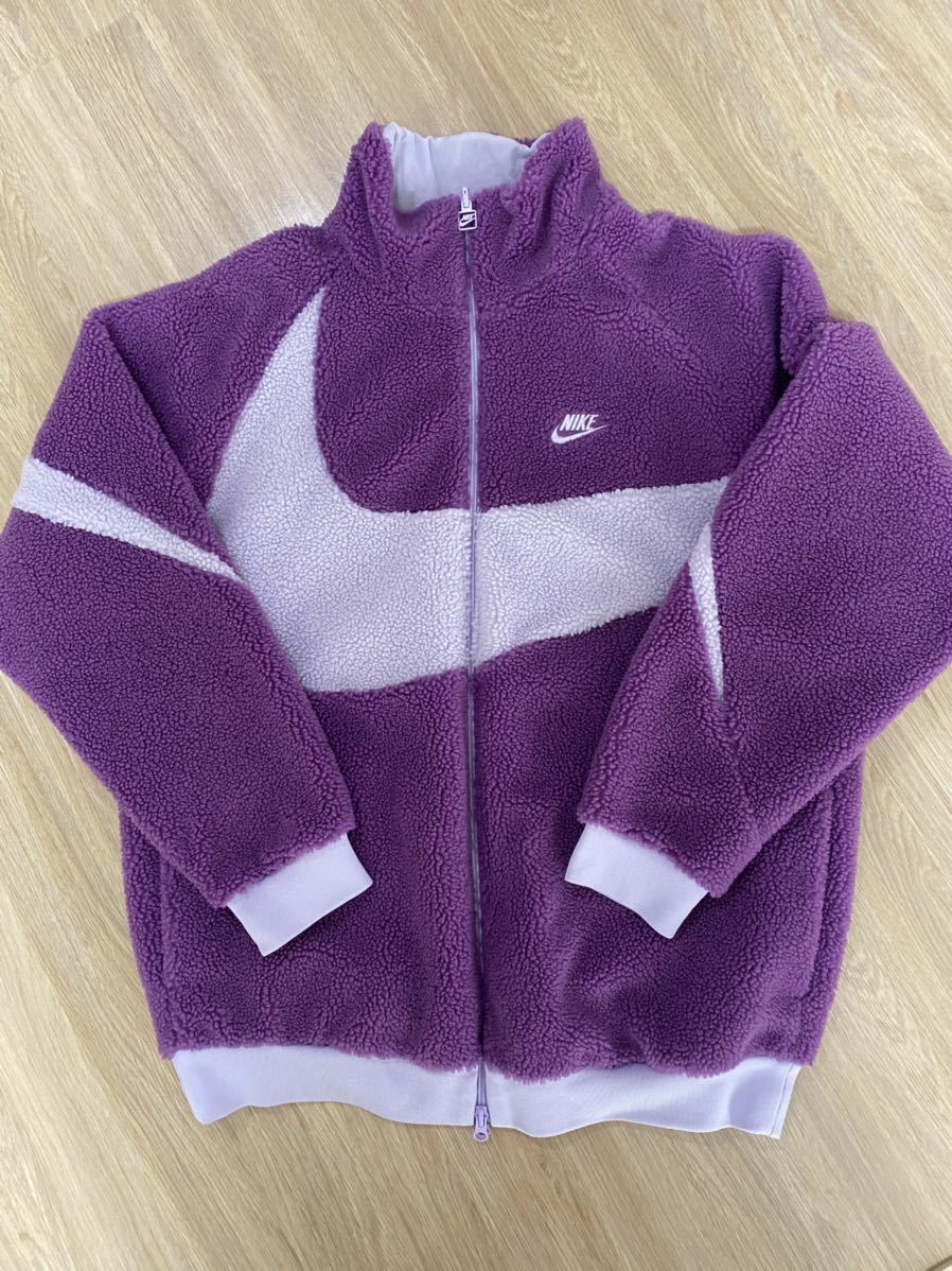 新品未使用！国内正規品！NIKE FULL ZIP SWOOSH JACKET 紫/白　フルジップ　スウォッシュ　ボアジャケット　XL ナイキ　PURPLE/WHITE_画像1