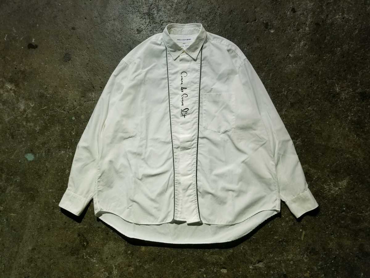 COMME des GARCONS SHIRT 1988s 手書きロゴ パイピングデザインシャツ 80s 最初期 刺繍タグ コムデギャルソンシャツ