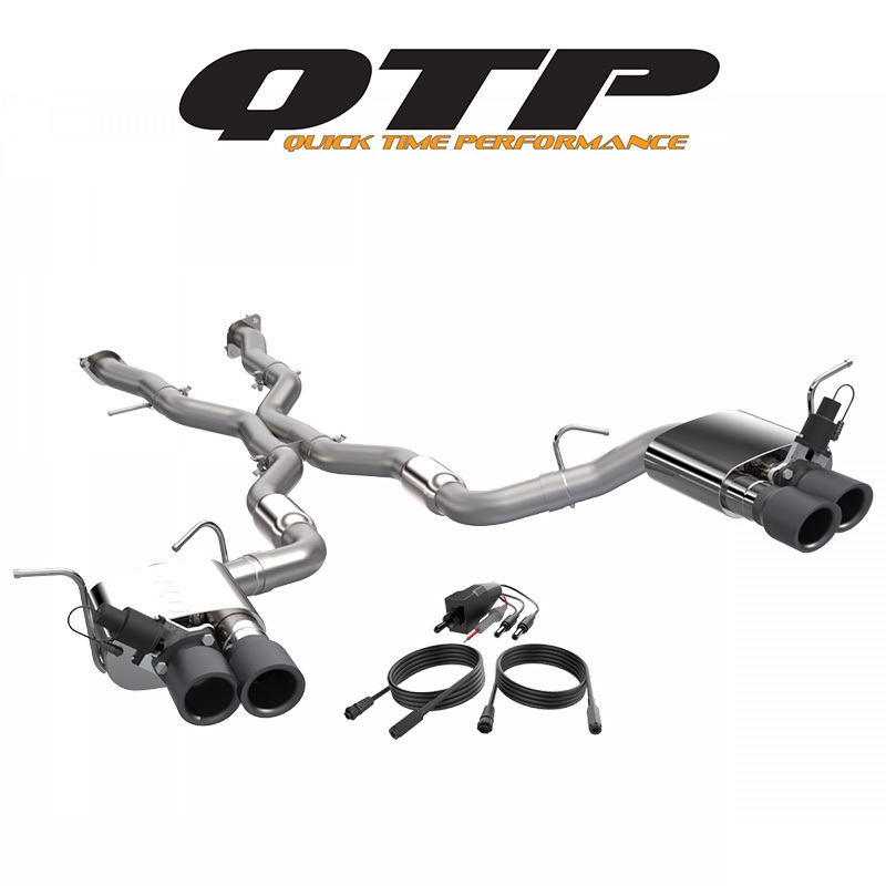 QTP ジープ グランドチェロキー トラックホーク 2018-2021 6.2L キャットバック エキゾースト ブラックTip バルブ開閉_画像1