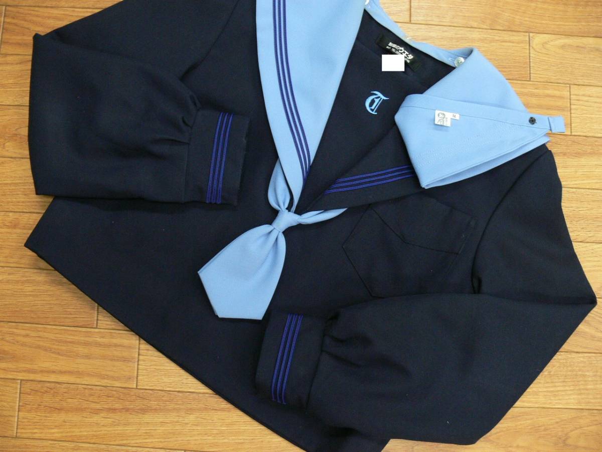 コスプレ衣装　#2709　取石・水色襟カバー紺3本ラインの冬セーラーセット_画像3