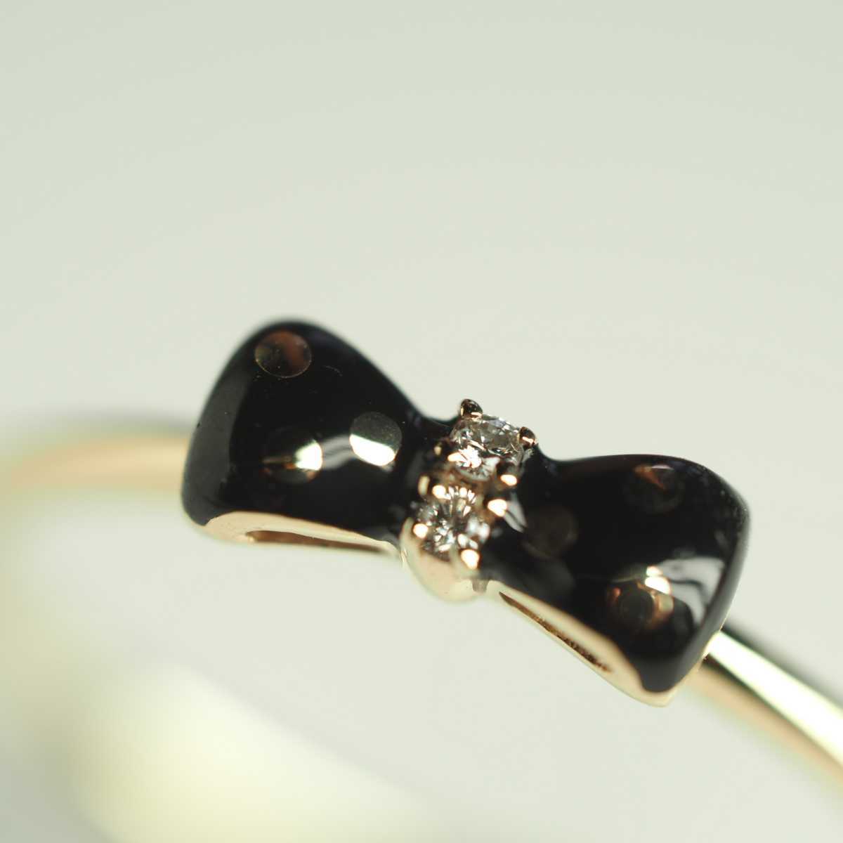STAR JEWELRY スタージュエリー リボンモチーフリング K10YG D0.01ct 9号 3