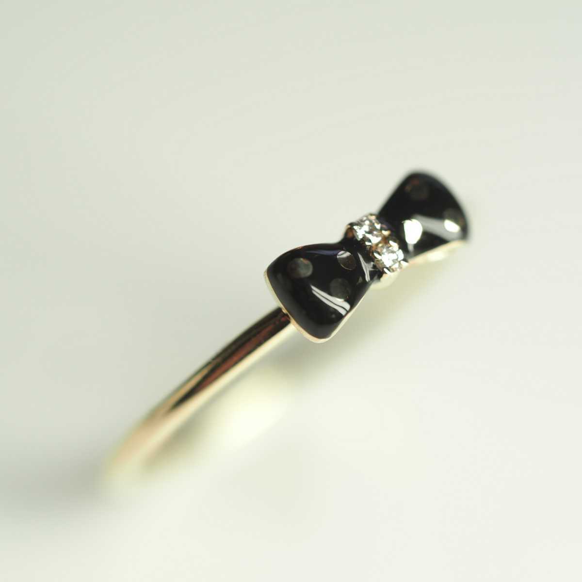 STAR JEWELRY スタージュエリー リボンモチーフリング K10YG D0.01ct 9号 4