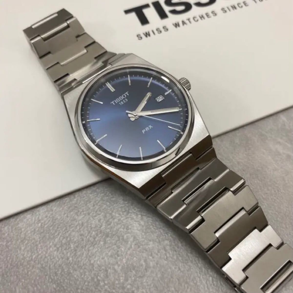 TISSOT ティソ PRX シルバー ブルー 青 文字盤 クォーツ メンズ 腕時計