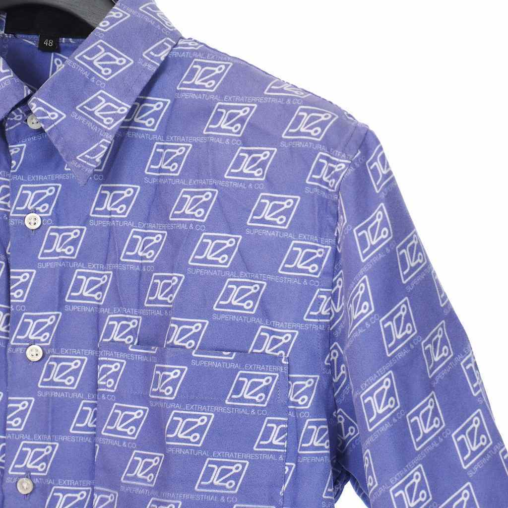 ザンダーゾウ XANDER ZHOU 19SS Button Down Short Sleeves Shirt ロゴグラフィック シャツ 半袖 ? パープル 紫 74a852601-1010 メンズ_画像3
