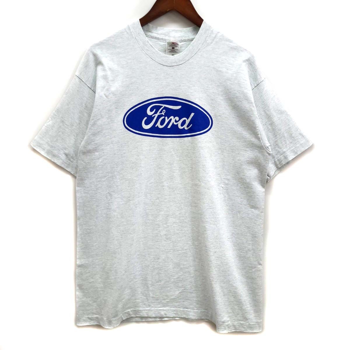 フルーツオブザルーム FRUIT OF THE LOOM ヘビーコットン Tシャツ Ford フォードロゴ プリント L ライトグレー USA製 90s ヴィンテージ_画像1