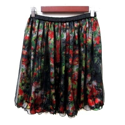  Rose Bud ROSE BUDchu-ru skirt gya The - knee height floral print F multicolor /YI lady's 